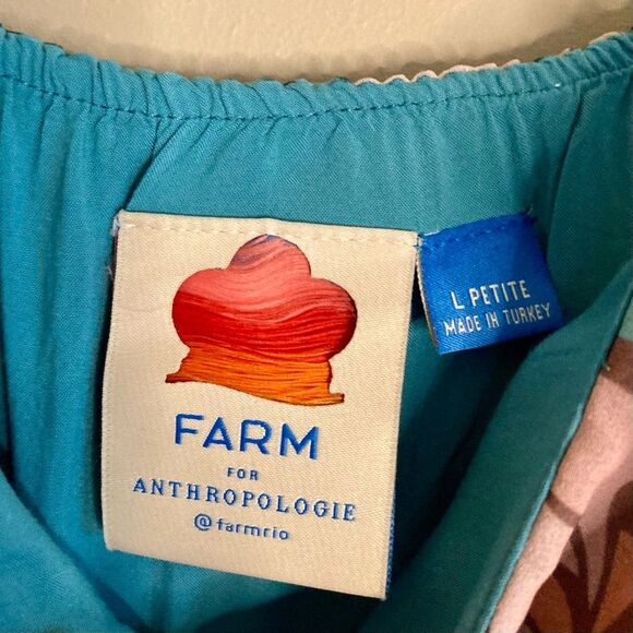 FARM Rio Ruffled Botanical Maxi Dress Contrasting Leaf Print Teal Pink Size LP - Picture 11 of 13